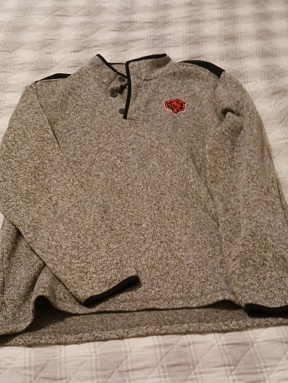 NFL Gray  Quarter Placket Sweater with Black Trim and Orange Logo